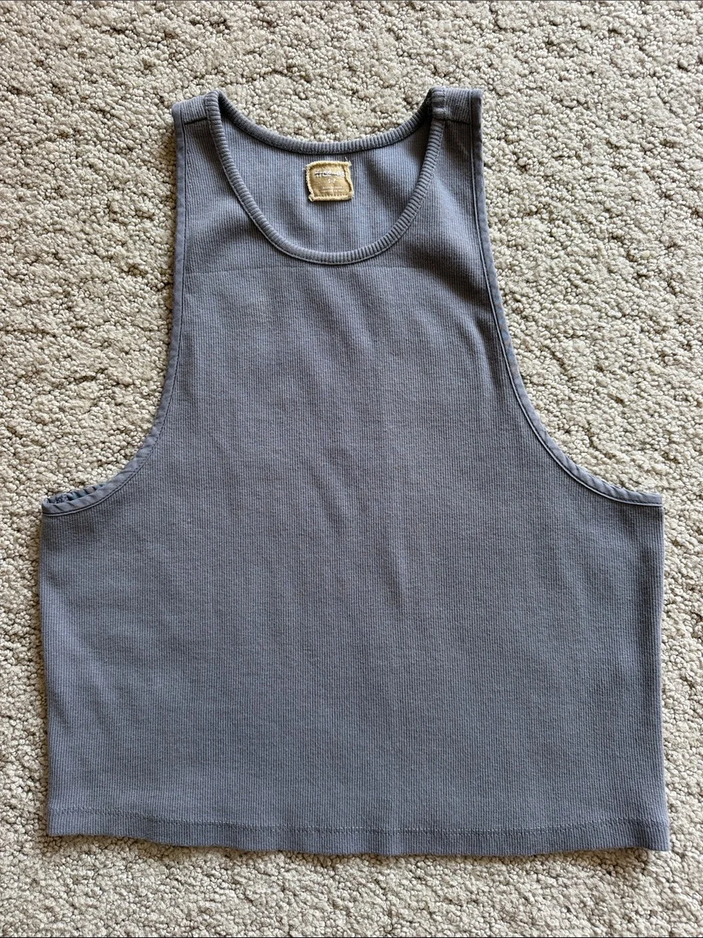 Free People Free-est Ribbed Racerback Cropped Tank Top Gray Women’s S NWOT